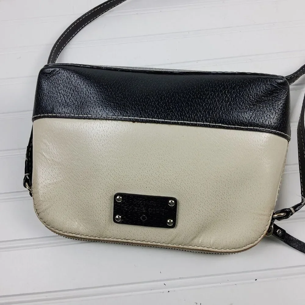 Kate Spade Hanna Berkeley Lane Crossbody Shoulder Handbag Purse Beige Black